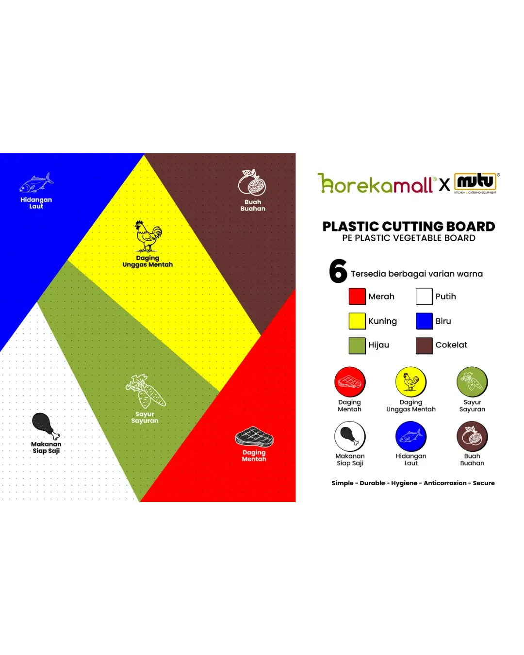 Plastic Cutting Board Besar Merah 50x35cm Tebal 3cm Talenan Resto | Mutu PCB-5330RD - 3352