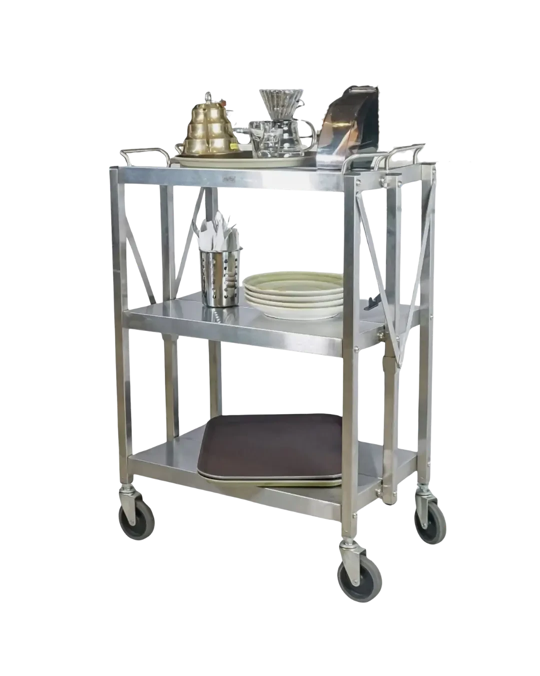 Troli Lipat Stainless Heavy Duty Gudang Restoran Hotel | Mutu FDT-3SS - 4851